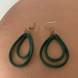 Teal leather earrings